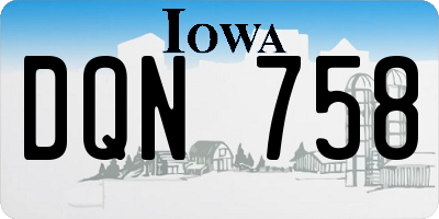 IA license plate DQN758