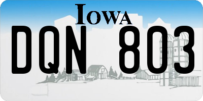 IA license plate DQN803