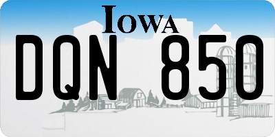 IA license plate DQN850