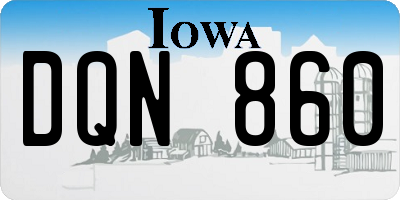 IA license plate DQN860