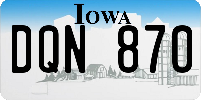 IA license plate DQN870