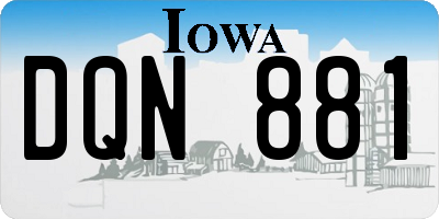 IA license plate DQN881