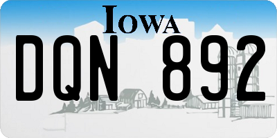 IA license plate DQN892