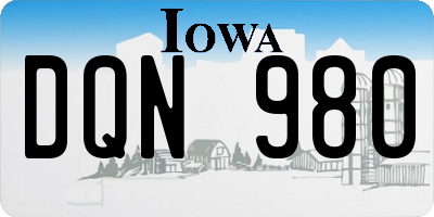 IA license plate DQN980