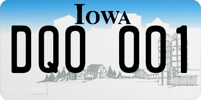 IA license plate DQO001