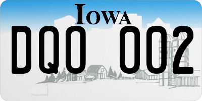 IA license plate DQO002