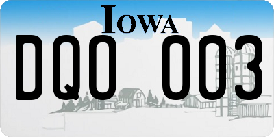 IA license plate DQO003