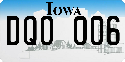 IA license plate DQO006