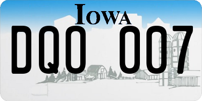 IA license plate DQO007
