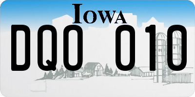 IA license plate DQO010