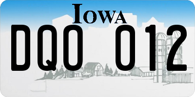 IA license plate DQO012
