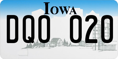 IA license plate DQO020