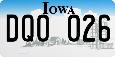 IA license plate DQO026