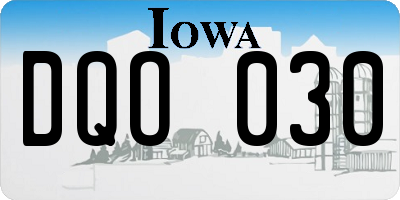 IA license plate DQO030