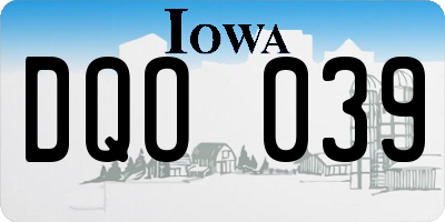IA license plate DQO039