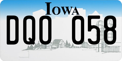 IA license plate DQO058