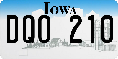 IA license plate DQO210