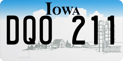 IA license plate DQO211