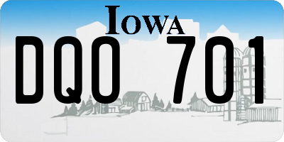 IA license plate DQO701