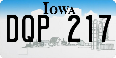 IA license plate DQP217