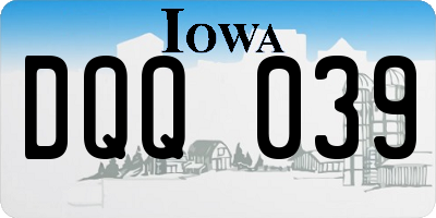 IA license plate DQQ039
