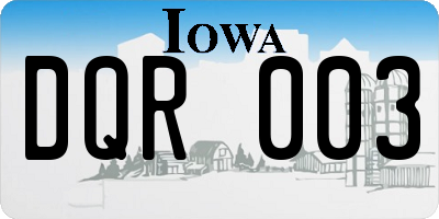 IA license plate DQR003