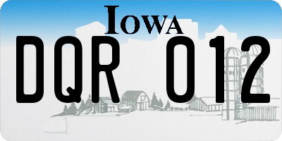 IA license plate DQR012