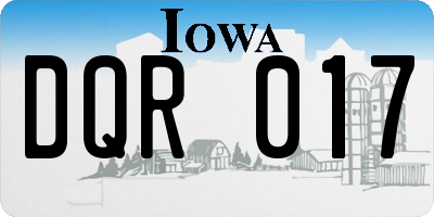 IA license plate DQR017