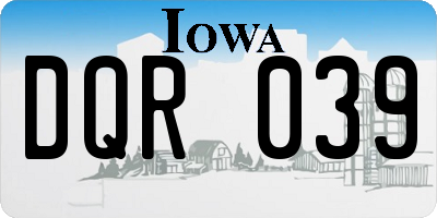 IA license plate DQR039