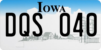 IA license plate DQS040