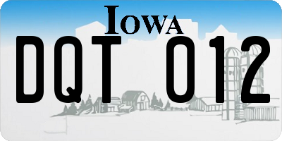 IA license plate DQT012