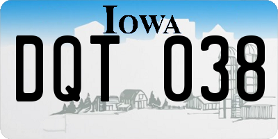 IA license plate DQT038