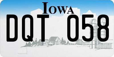 IA license plate DQT058