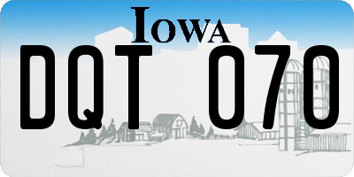 IA license plate DQT070
