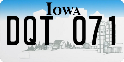 IA license plate DQT071