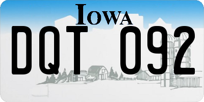 IA license plate DQT092