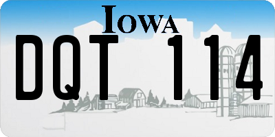 IA license plate DQT114