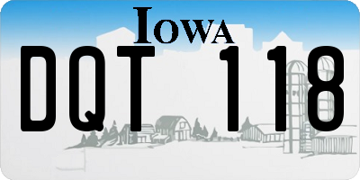 IA license plate DQT118