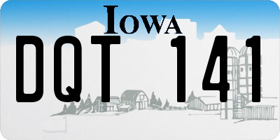 IA license plate DQT141