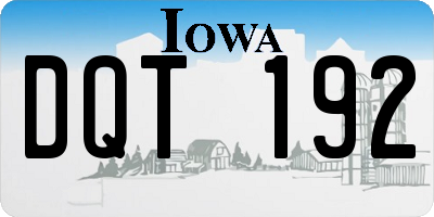 IA license plate DQT192