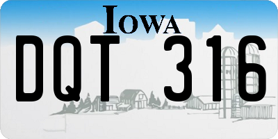 IA license plate DQT316