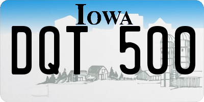 IA license plate DQT500