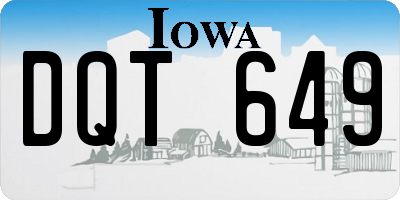 IA license plate DQT649