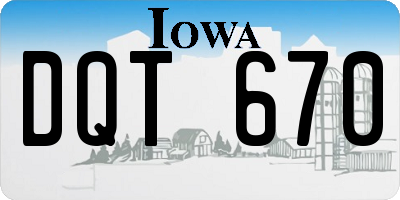 IA license plate DQT670