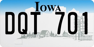 IA license plate DQT701