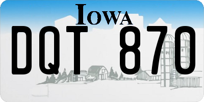 IA license plate DQT870