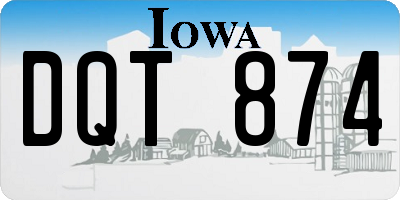 IA license plate DQT874