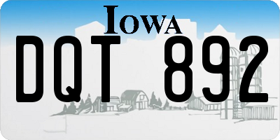 IA license plate DQT892