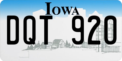 IA license plate DQT920
