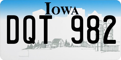 IA license plate DQT982